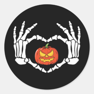 Redonda Manos de esqueleto con Pegatina de calabaza