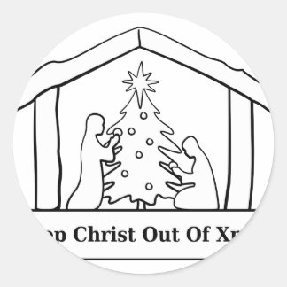 Redonda Mantener a Cristo fuera de Navidad, Pegatina