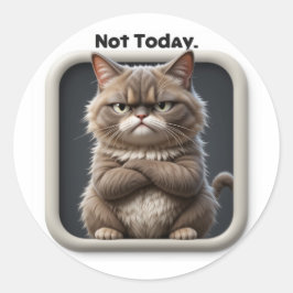 Redonda Manualidad de Grumpy Cat "No Hoy" Pegatina – Estad