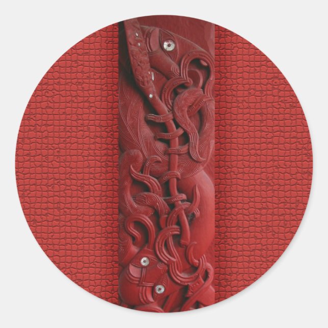 Redonda Maori Kupe Pegatina de tallado (Anverso)