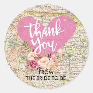 Redonda Mapa de Vintage Gracias Pegatina