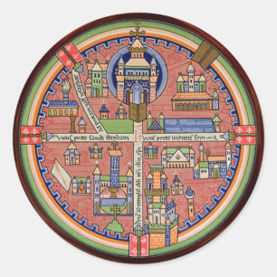 Redonda Mapa del pegatina de Jerusalén