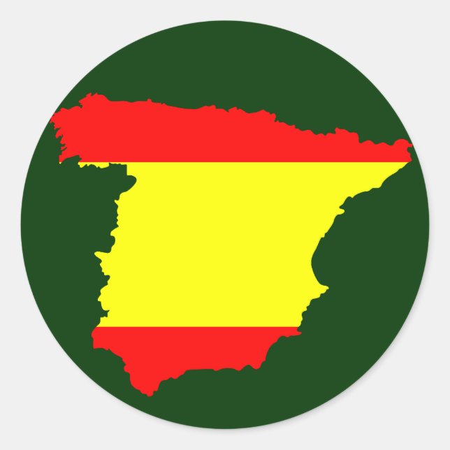 Redonda Mapa y bandera de España - pegatina (Anverso)