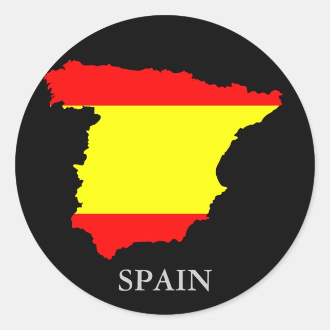 Redonda Mapa y bandera de España - pegatina (Anverso)