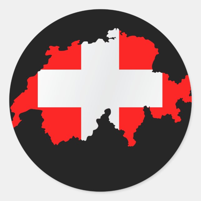 Redonda mapa y bandera de suiza - pegatina (Anverso)