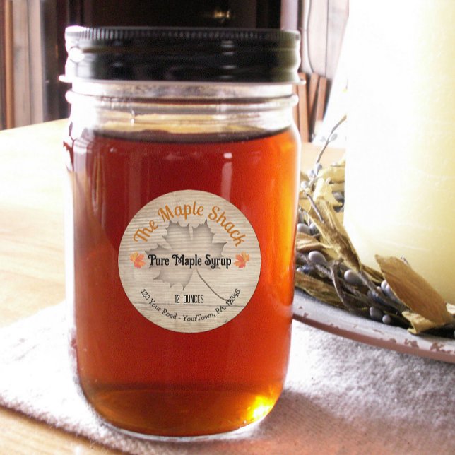 Redonda Maple Syrup Maple Leaf Product Pegatina empresaria (Subido por el creador)