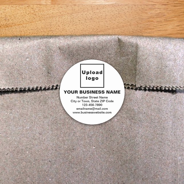 Redonda Marca comercial en Pegatina de redondeo blanco (Build brand name awareness. Your business brand on white round sticker.)