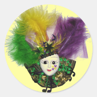 Redonda Mardi Gras Mask Pegatina