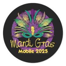 Mardi Gras Mask Pegatina -2025 - Móvil, AL