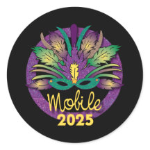 Mardi Gras Mask Pegatina -2025 - Móvil, AL