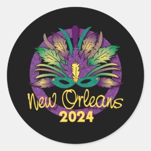 Redonda Mardi Gras Pegatina de la máscara de Nueva Orleans