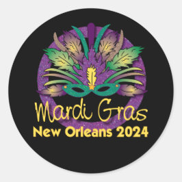 Redonda Mardi Gras Pegatina de la máscara de Nueva Orleans