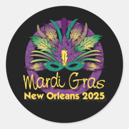Redonda Mardi Gras Pegatina de la máscara de Nueva Orleans