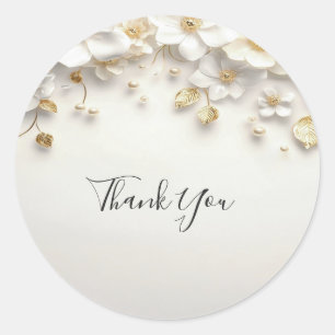 Redonda Marfil White Floral Gold deja Pegatina