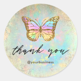 Redonda mariposa gracias pegatina redondo clásico