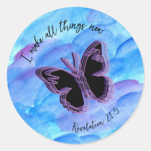 Redonda Mariposa Verse Pegatina - Revelación 21:5