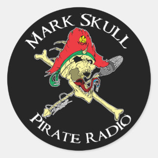 Redonda Mark Skull Pirate Radio Pegatina