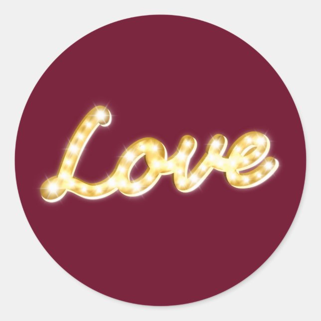 Redonda Marquee Lights Love Pegatina - marsala (Anverso)