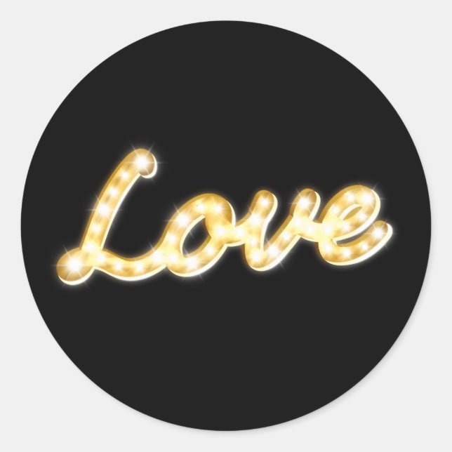Redonda Marquee Lights Love Pegatina - negro (Anverso)