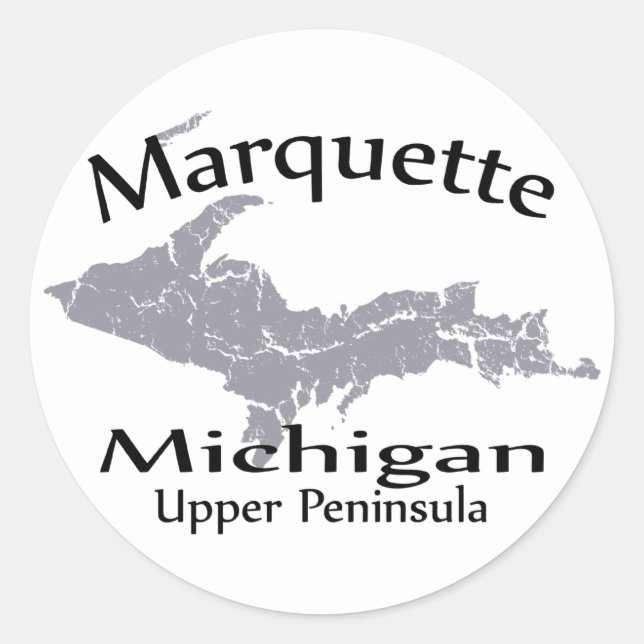 Redonda Marquette Michigan Map Design Pegatina (Anverso)