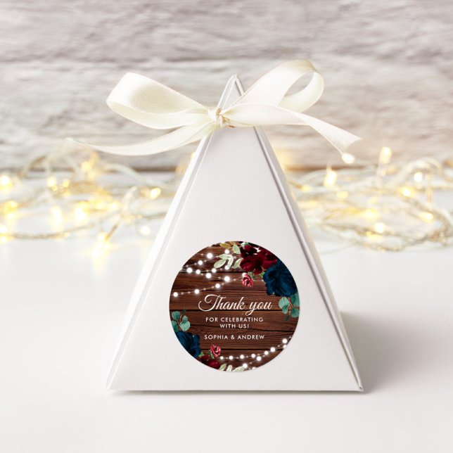 Redonda Marsala y Pegatina del Boda Rústico de la Marina (Subido por el creador)