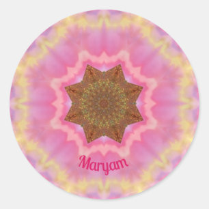 Redonda MARYAM ~ Bonito en pegatina rosa personalizado