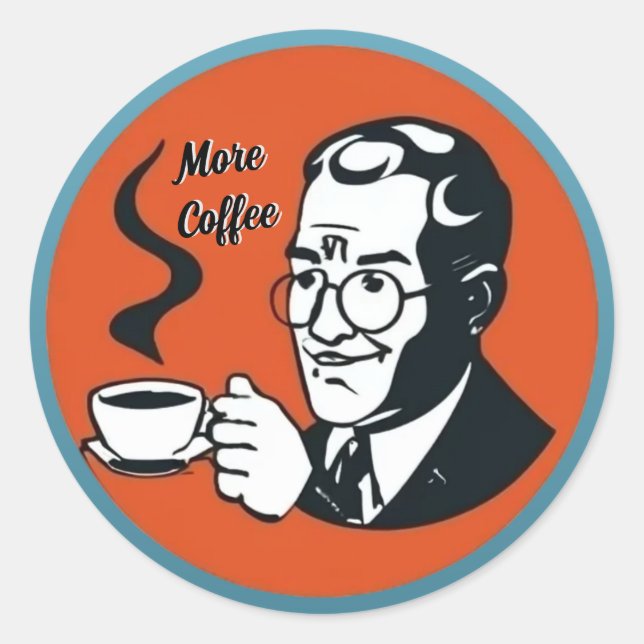 Redonda Más Pegatina de café (Anverso)