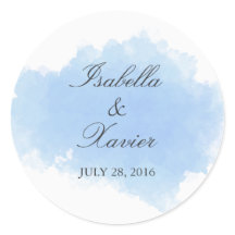 Masa azul | Pegatina del favor de la boda