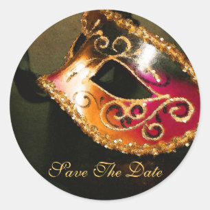 Redonda Masqurade Mask Elegant Save the Date Pegatina