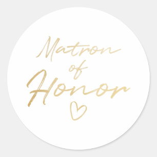 Redonda Matrón de honor - pegatina del Relieve metalizado 