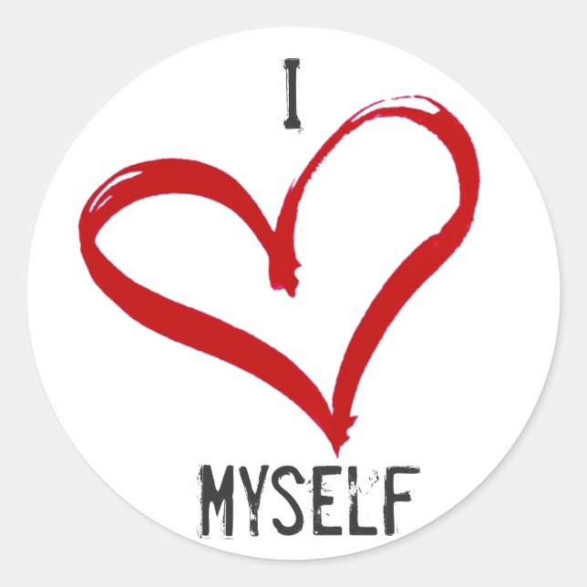 Redonda Me Amo A Mí Mismo Pegatina (Anverso)