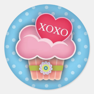 Redonda Me encanta Cupcakes XOXO Pegatina
