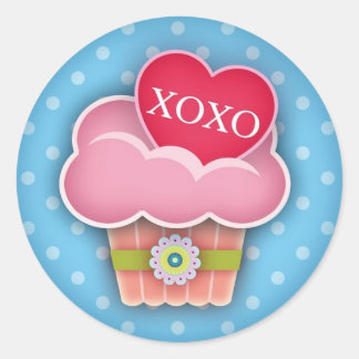 Redonda Me encanta Cupcakes XOXO Pegatina