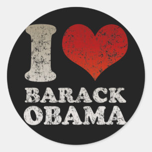 Redonda Me encanta el pegatina de Barack Obama