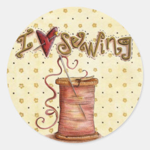 Redonda Me encanta el pegatina de costura