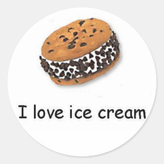 Redonda Me encanta el Pegatina de helados Cookie Sandwich