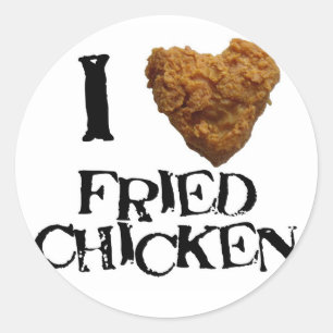 Redonda Me encanta el pegatina de pollo frito