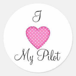 Redonda Me Encanta Mi Pegatina Piloto