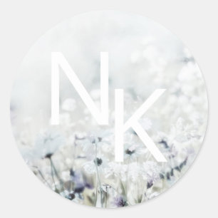 Redonda Meadow Song se desvanece Pegatina Boda monogramado