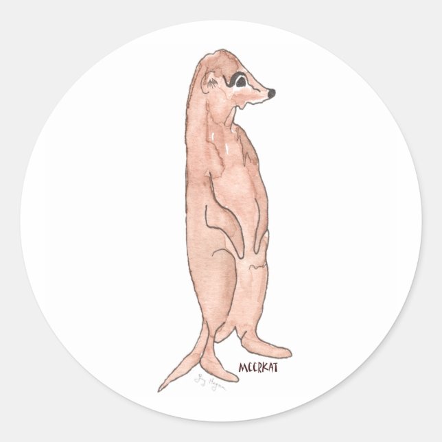 Redonda Meerkat Pegatina (Anverso)