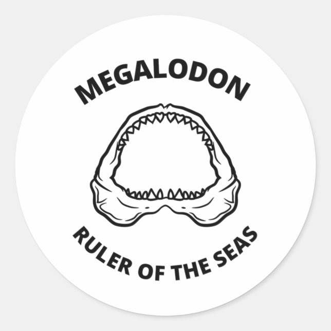 Redonda Megalodon Classic Round Pegatina (Anverso)