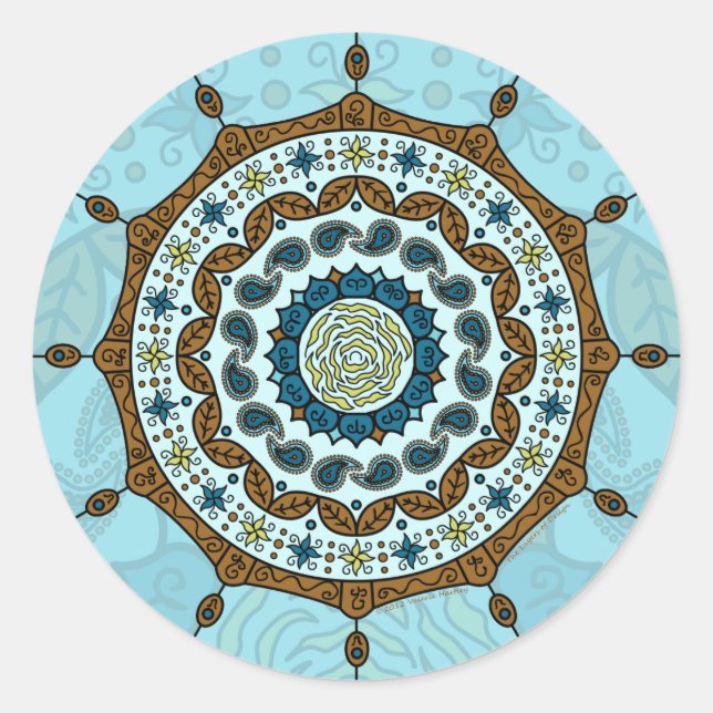 Redonda Mehndi Fantasy Copper Pegatina (Anverso)