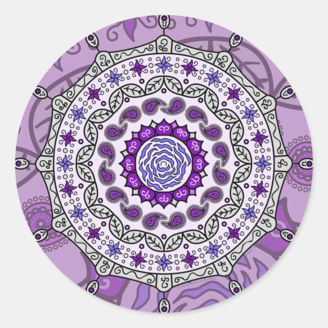 Redonda Mehndi Fantasy Silver Pegatina (Anverso)