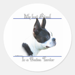 Redonda Mejor Amigo del Boston Terrier 2 - Pegatina