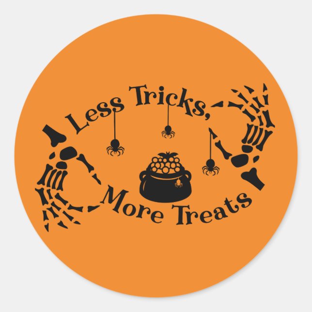 Redonda Menos trucos Más Tratamientos Pegatina (Anverso)