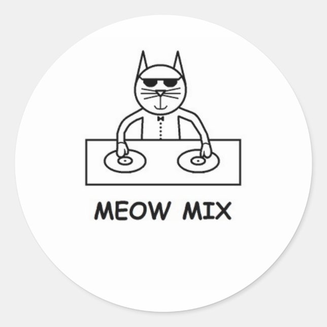 Redonda Meow Mix Pegatina (Anverso)