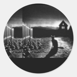 Redonda Meowing At Night Pegatina