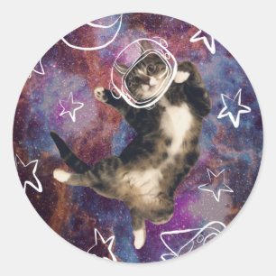 Redonda Meowstronaut Kiba Pegatina