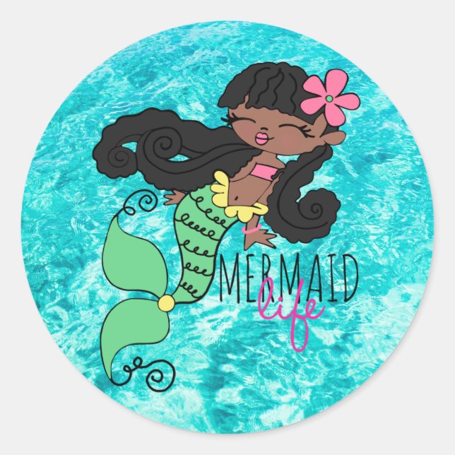 Redonda Mermaid Life B Classic Round Pegatina (Anverso)