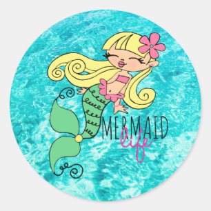 Redonda Mermaid Life BL Classic Round Pegatina